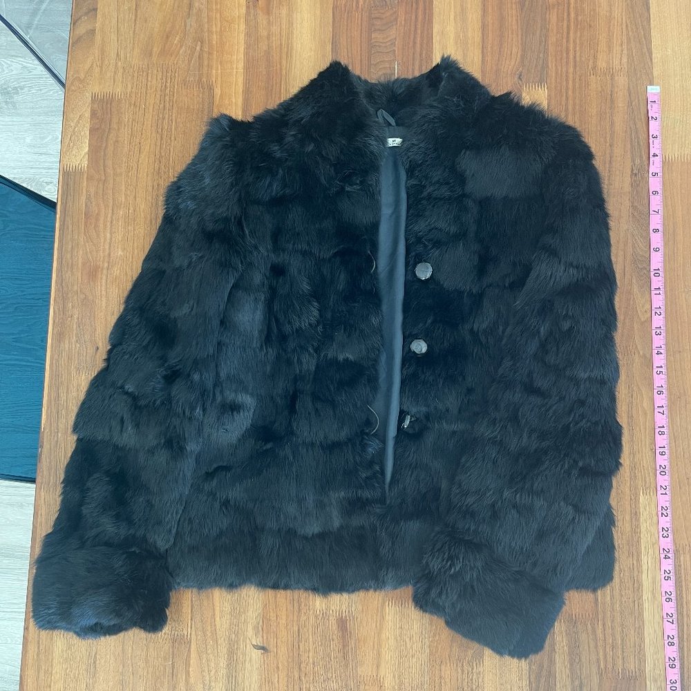 VINTAGE Black Rabbit Fur Jacket